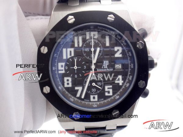 Perfect Replica Audemars Piguet Royal Oak Offshore 42mm Watch SS Case Black Bezel